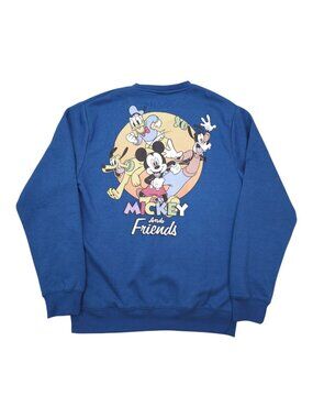 Disney Mickey & Friends Blue Crewneck Sweatshirt M 60% Cotton 40% Polyester